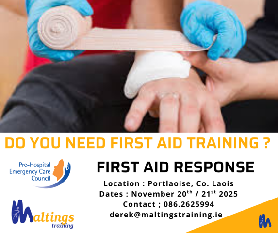 first Aid Response November 2025 Portlaoise Do you need Training first Aid Response November 2025 Portlaoise